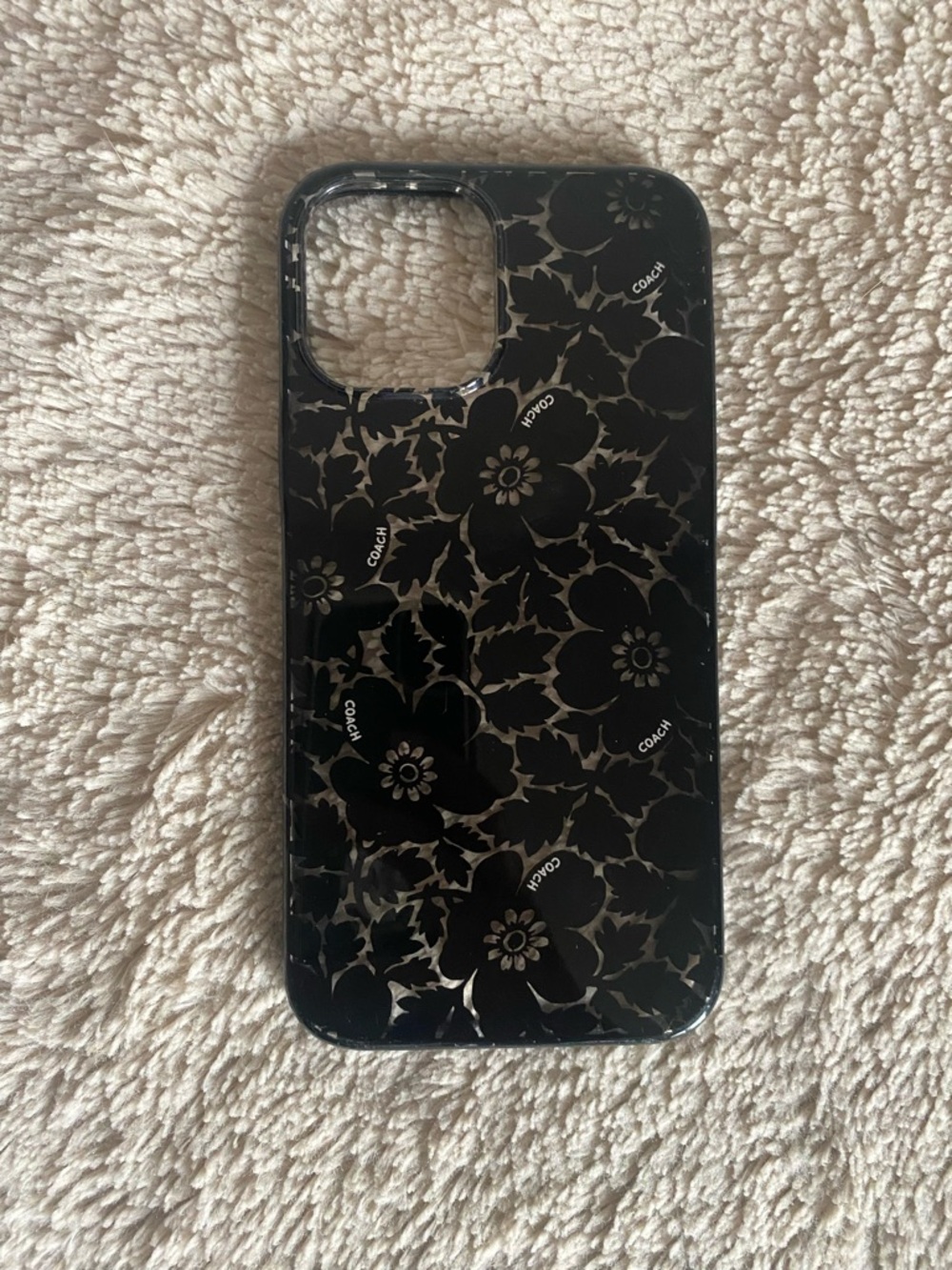 Coach Black Floral Logo Pattern Phone 12 Pro Max Case